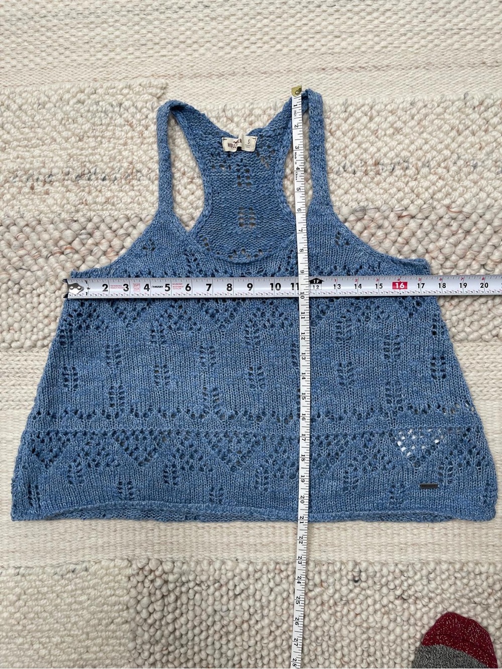 Hollister Dusty Blue Crochet Racerback Tank
